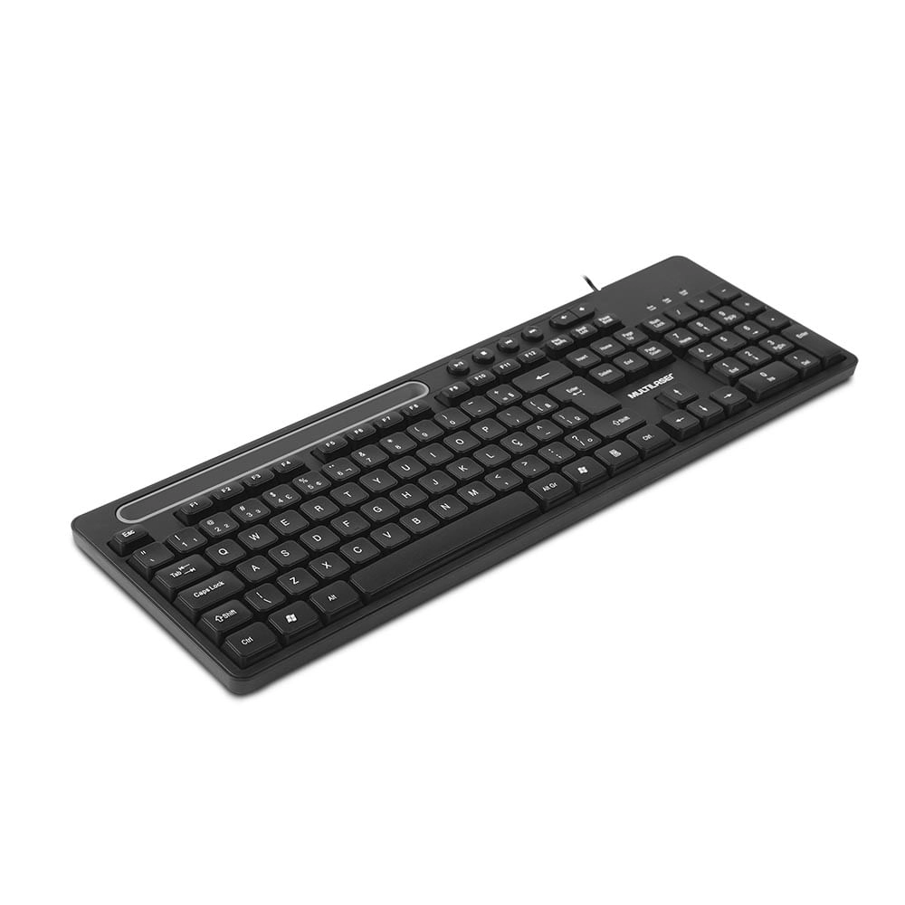 Teclado Multimídia Office USB Preto com Apoio para Smartphone - TC262 TC262