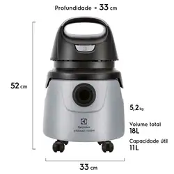 Aspirador de Pó e Água 1250W Smart Electrolux 10L com Conjunto de Acessórios e Rodas 360° (A10N1) 220V