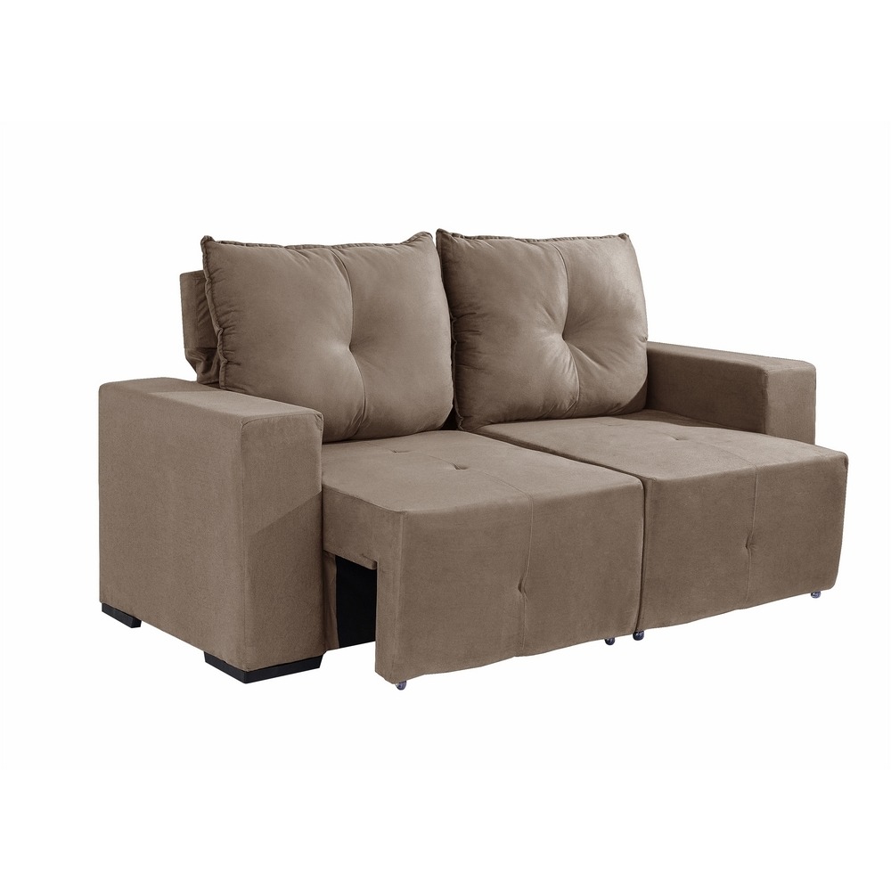 Sofá 3 Lugares 1.80M Retrátil/Reclinável 2SS Montana Bege Tec V01 C/Molas Jw