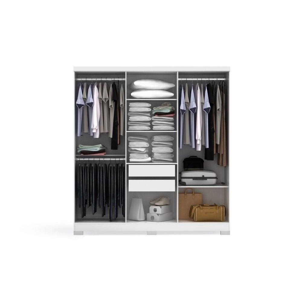 Guarda Roupa 6 Portas 2 Gavetas 2.02M E530-BR 15MM Branco A217XL202XP47 Kappesberg