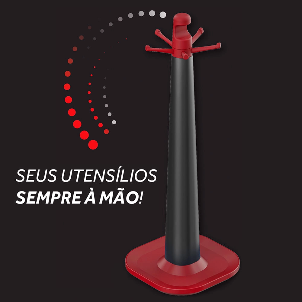 Suporte para Utensílios de Silicone Ichef Polishop - Red |Red Ichef