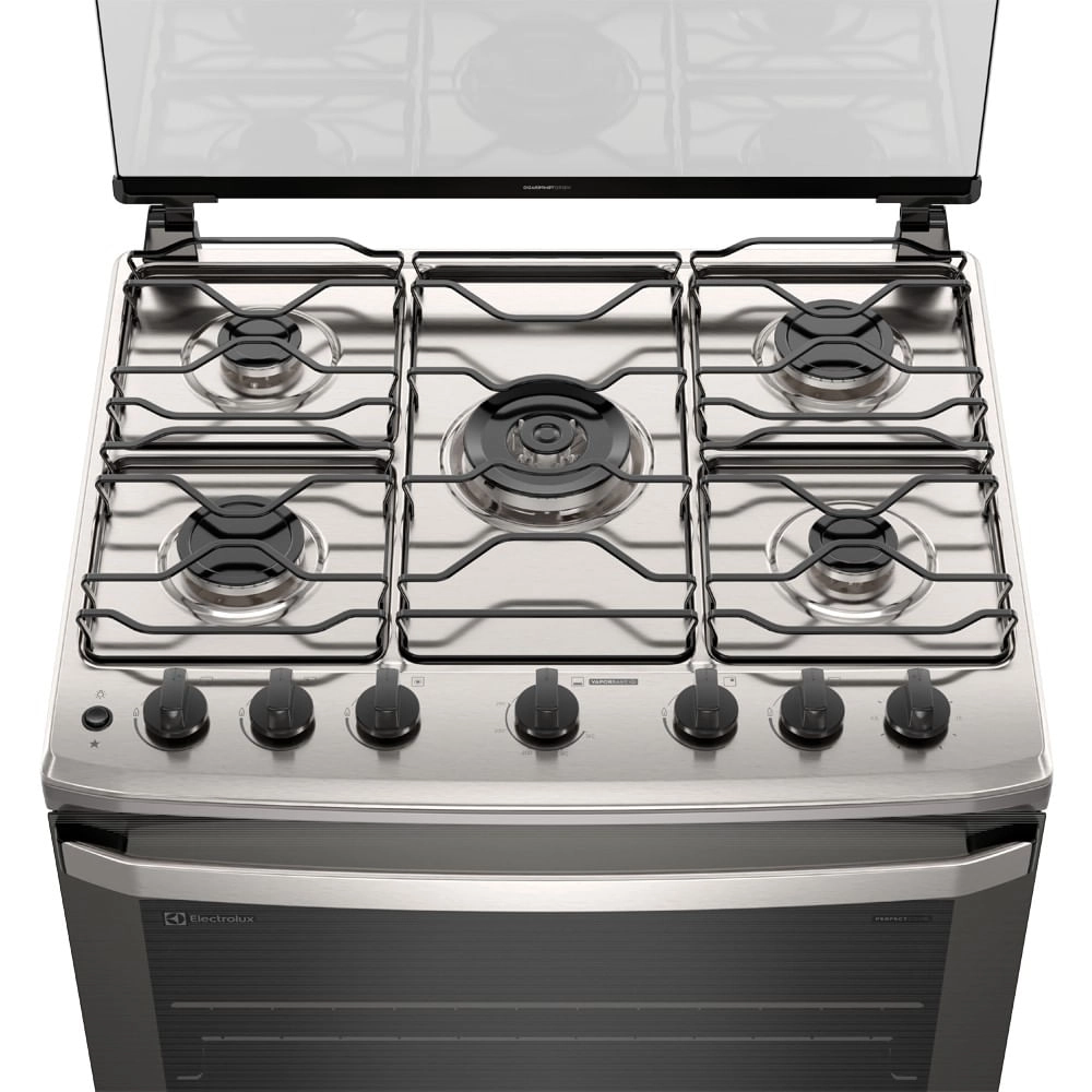 Fogão 5 bocas Electrolux Cinza Experience com Mesa Inox, Timer e PerfectCook360 (FE5TC) Bivolt