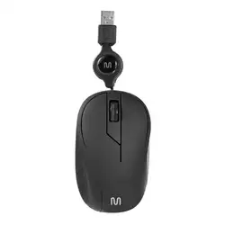 Mouse Óptico Retrátil 1200Dpi Usb Preto Multilaser - MO231 MO231