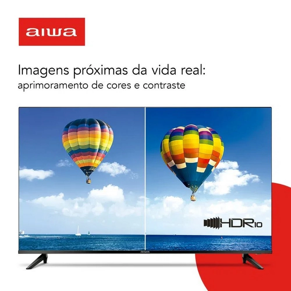 TV LED Smart 43" Aiwa Full HD AWSTV43BL02A Android TV Borda Ultrafina Preto Bivolt