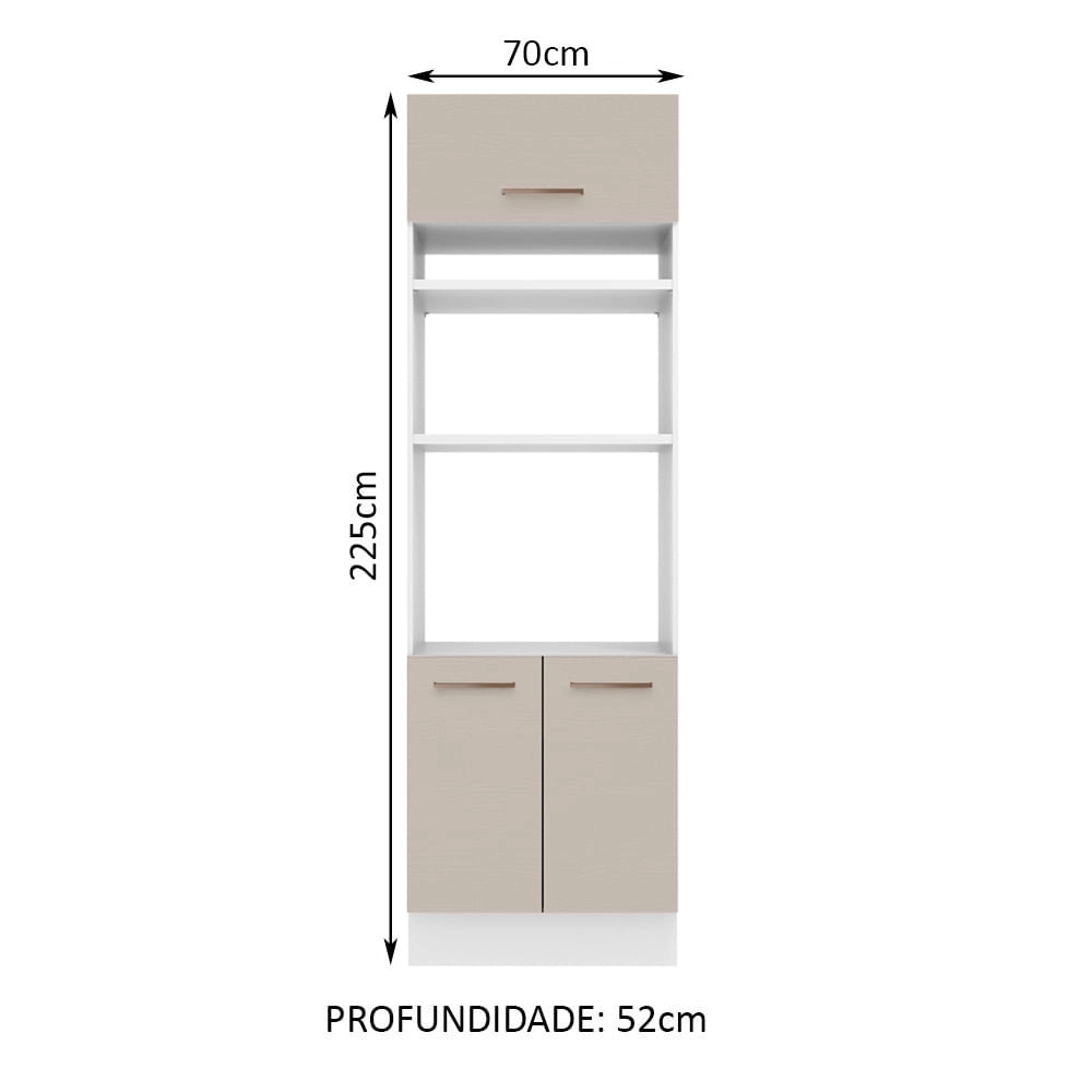 Torre Quente 70 cm 3 Portas Branco/Crema Agata Madesa Cor:Branco/Crema