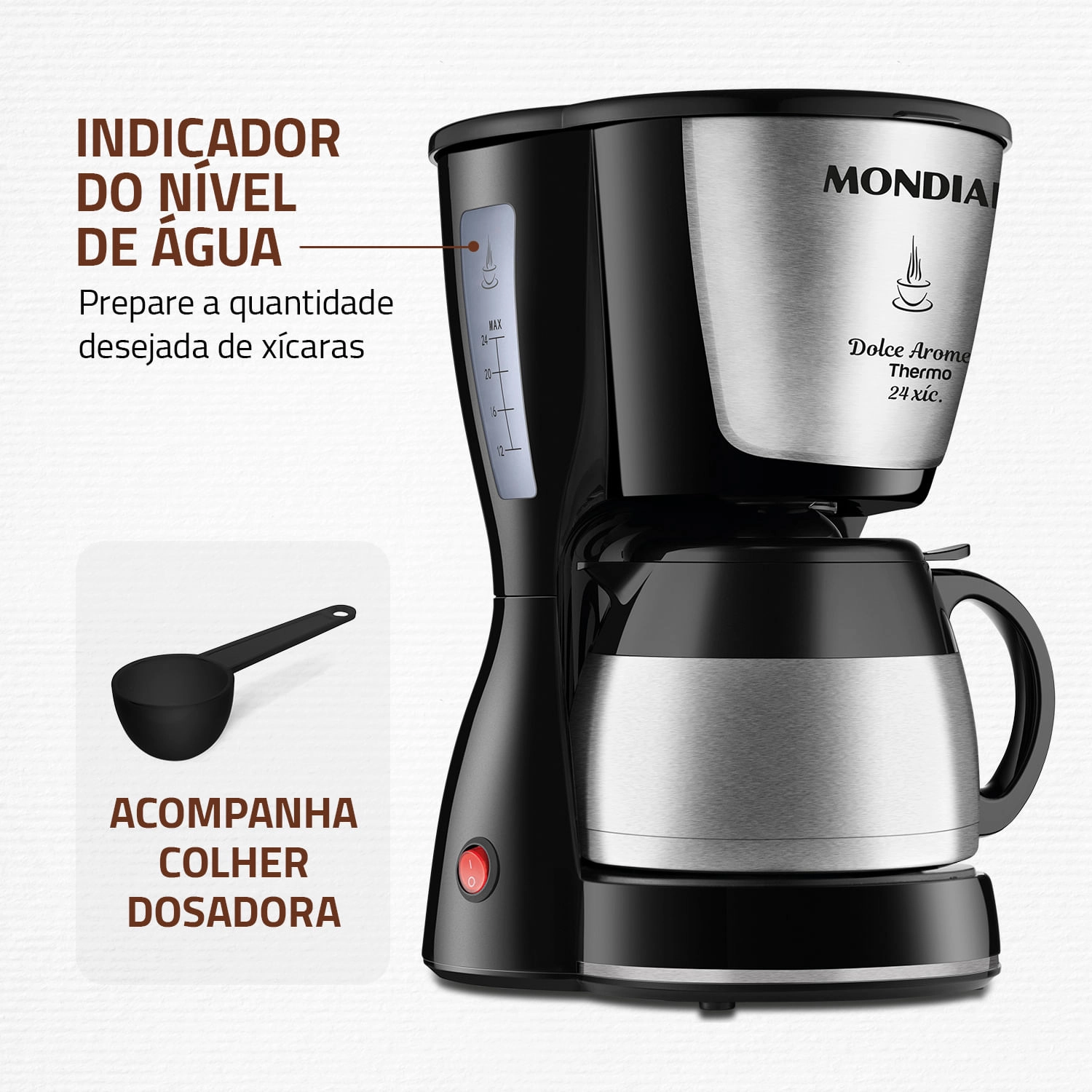 Cafeteira Elétrica Mondial Dolce Arome C-33JT-24X CAFETEIRA-220V-PRETO/INOX