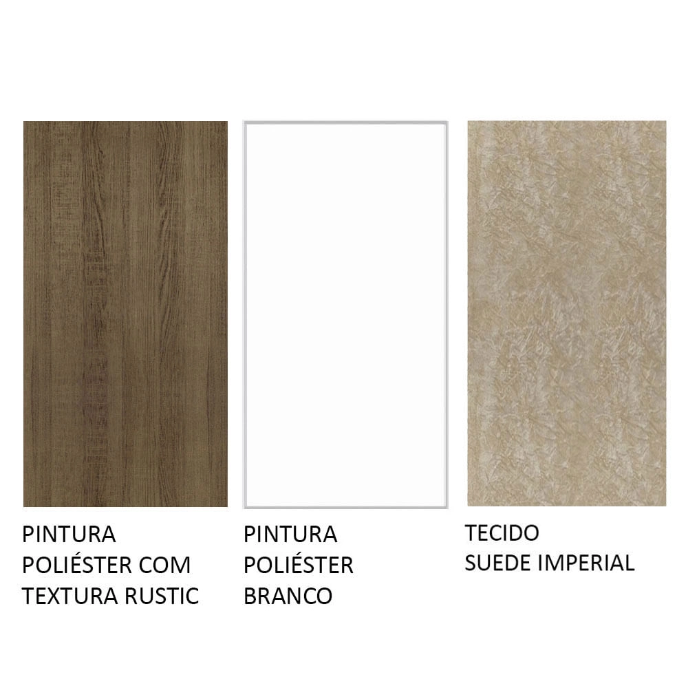 Conjunto Sala de Jantar Madesa Rafaela Mesa Tampo de Vidro com 6 Cadeiras Rustic/Branco/Imperial Cor:Rustic/Branco/Imperial