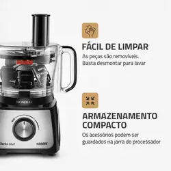 Multiprocessador Mondial MPN-01-BE Turbo Chef 1000W 7 em 1 Preto 220V