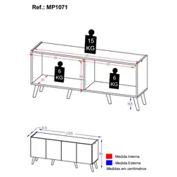 Rack Retrô para TV até 50 Polegadas com 4 Portas Multimóveis MP1071 Preto