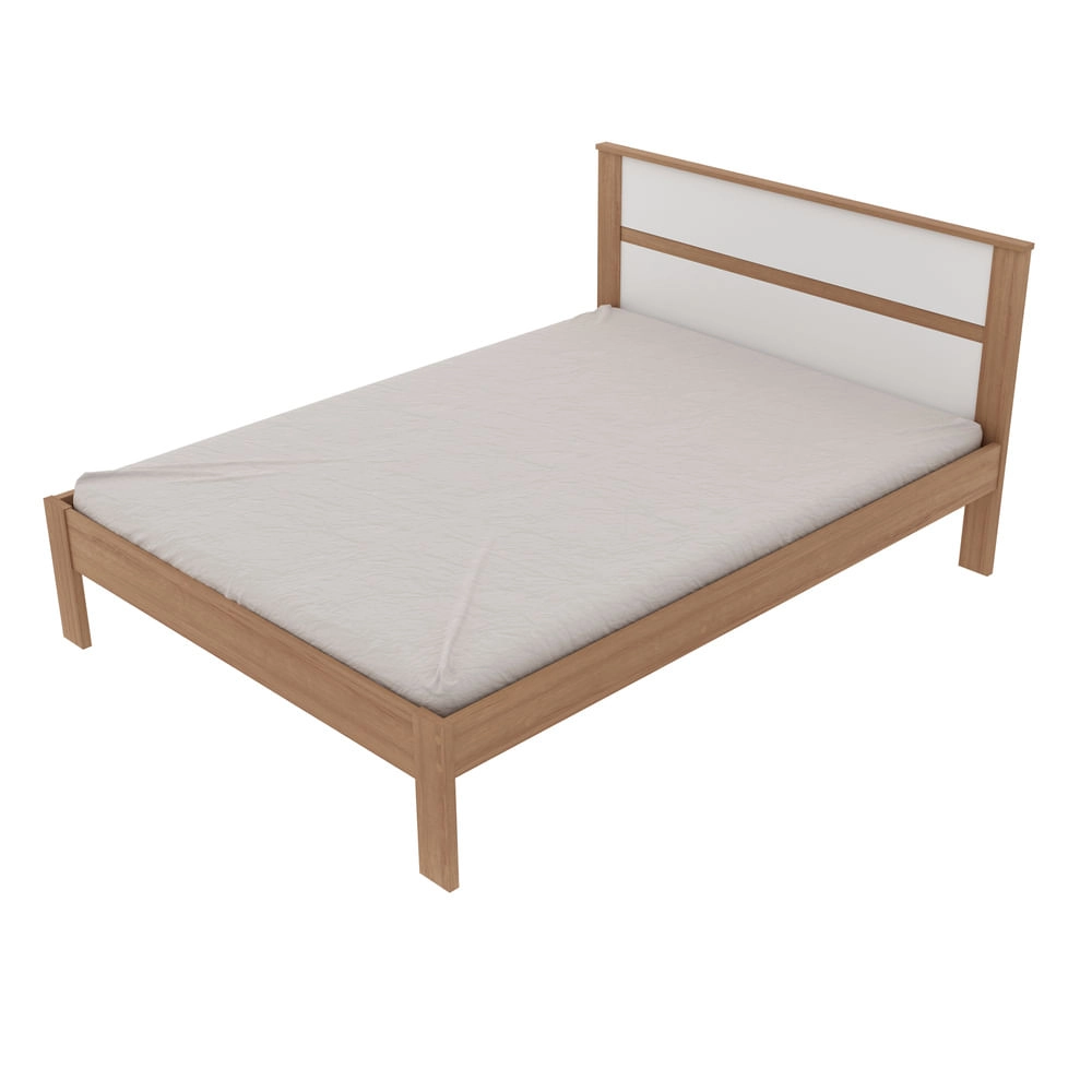 Cama de Casal para Colchão 138 x 188 cm Multimóveis CR35009 Amendoa/Branca