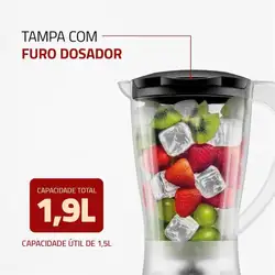 Liquidificador Mondial Easy Power L-550 BI 550W 2 Velocidades e Pulsar Copo 2.2L Preto 220V