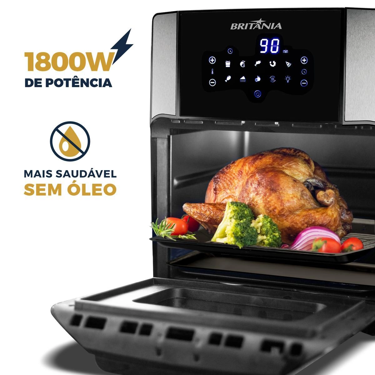 Fritadeira Air Fry Britânia Oven BFR2100 4 em 1 Preta 1800W 220V