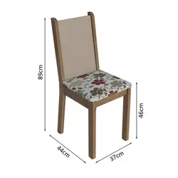 Conjunto Sala de Jantar Mesa Tampo de Vidro 6 Cadeiras Rustic/Crema/Floral Hibiscos Yolanda Madesa Cor:Rustic/Crema/Hibiscos