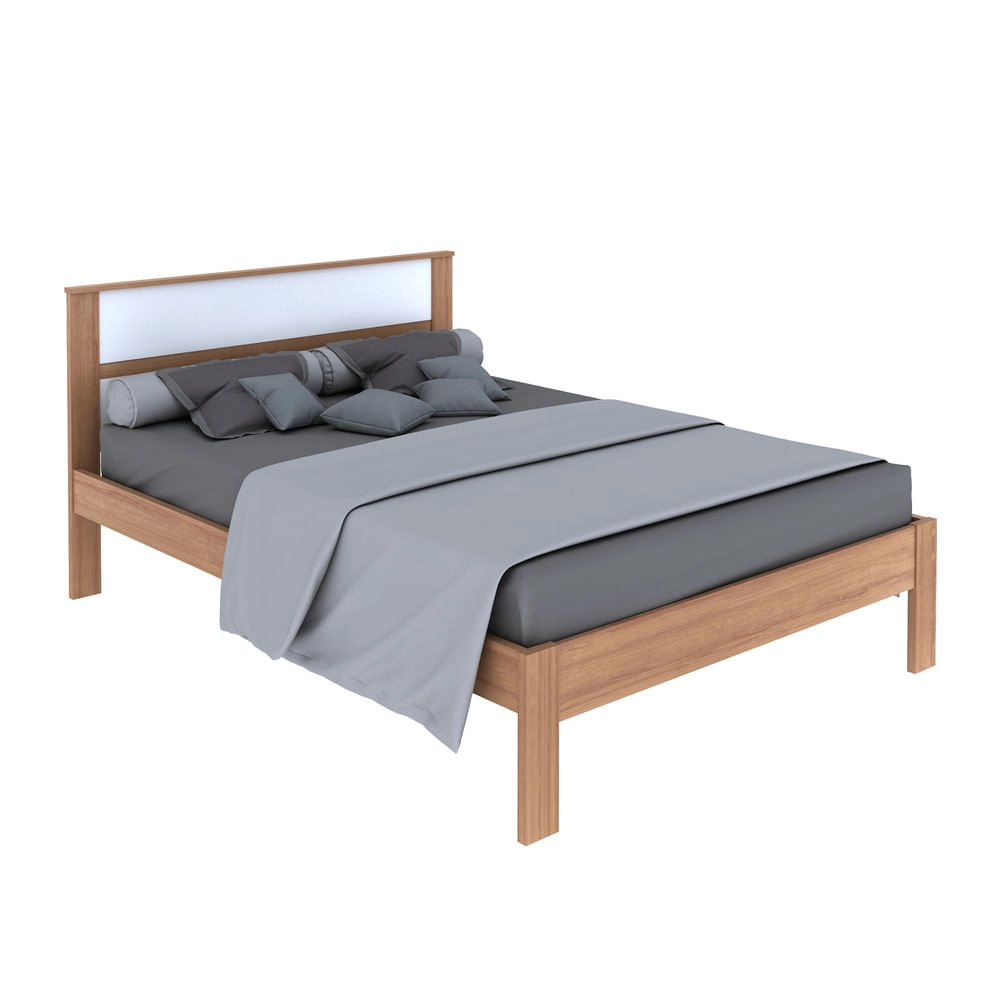 Cama de Casal para Colchão 138 x 188 cm Multimóveis CR35009 Amendoa/Branca