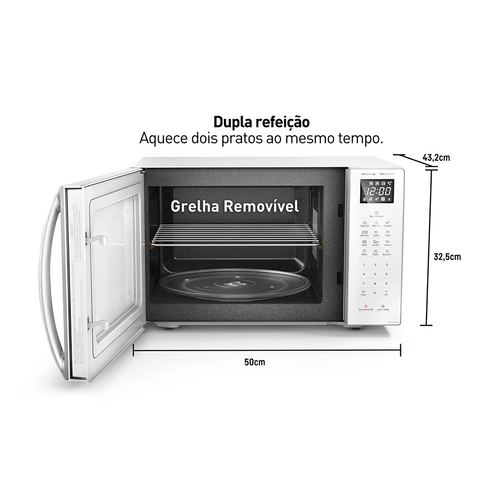 Microondas Panasonic Dupla Refeição 34L Branco - ST65LWRU 220v