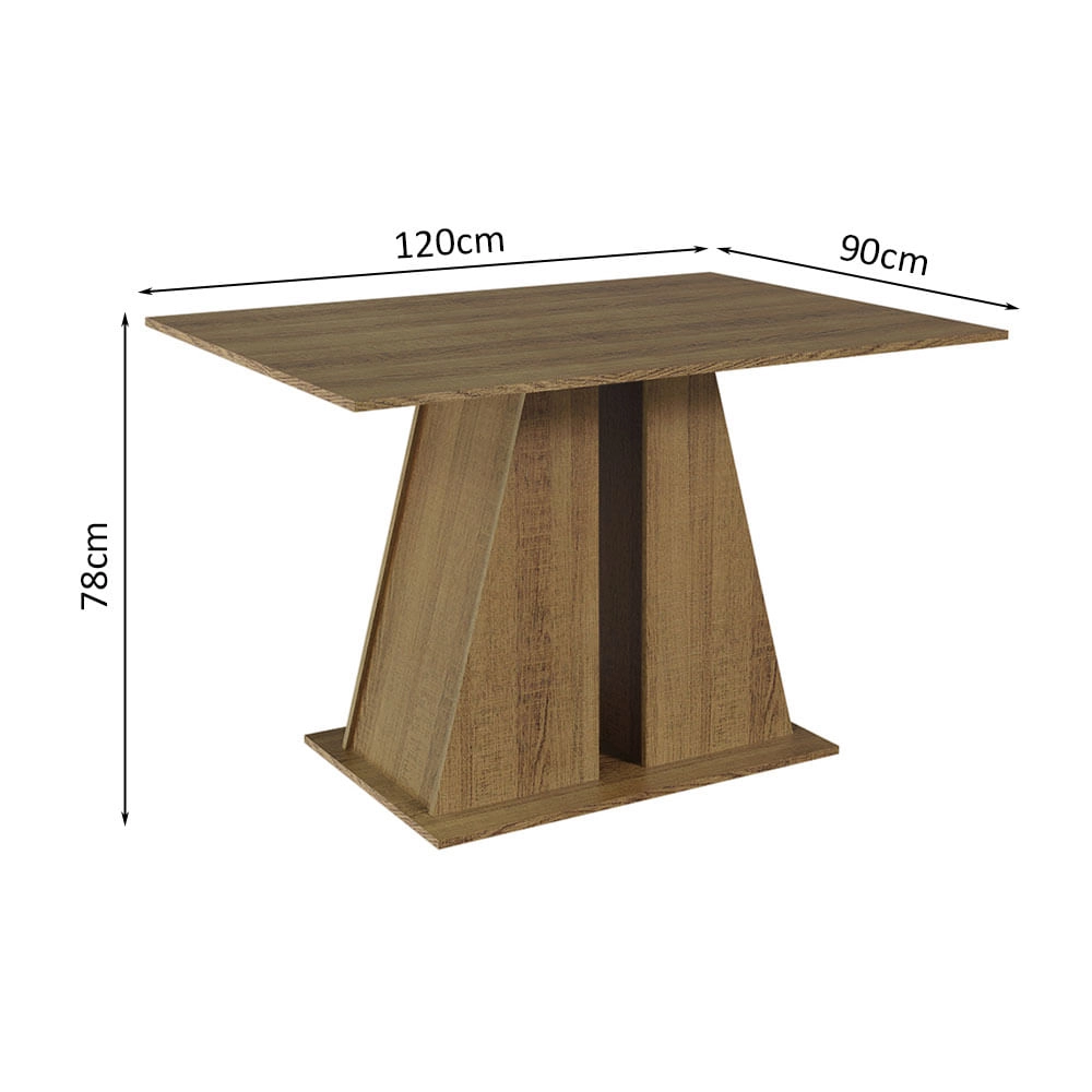 Mesa de Jantar Retangular com Tampo de Madeira Rustic 5383 Madesa Cor:Rustic