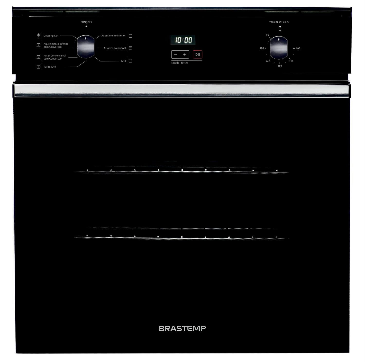 Forno de embutir elétrico Brastemp 84 litros Preto com convecção e timer touch - BOC84AE 220V