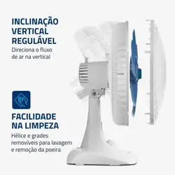 Ventilador de Mesa Mondial 40CM Super Power VSP-40-W 6 Pás Branco/Azul 220V