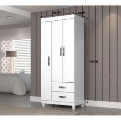 Guarda Roupa 3 Portas 2 Gav 0.83CM Light Branco 12/12MM C/Pé A190XL83XP45 Josan