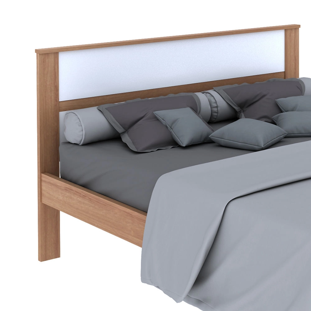 Cama de Casal para Colchão 138 x 188 cm Multimóveis CR35009 Amendoa/Branca