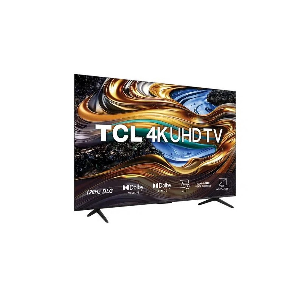 TV LED Smart 50" TCL 50P755 Ultra HD 4K Google TV 3 HDMI 1 USB Comando de Voz Preto Bivolt