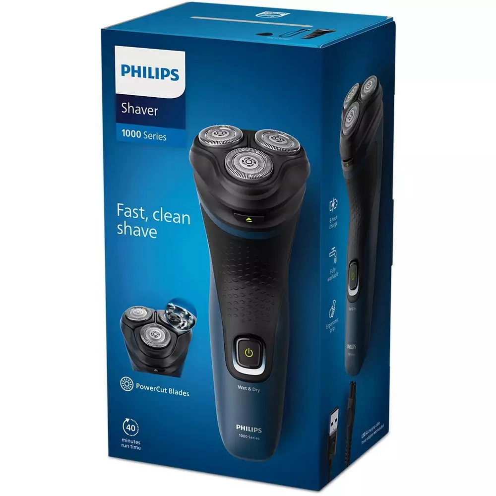 Barbeador Elétrico Philips S1151/00 Série 1000 À prova d'água Azul Bivolt