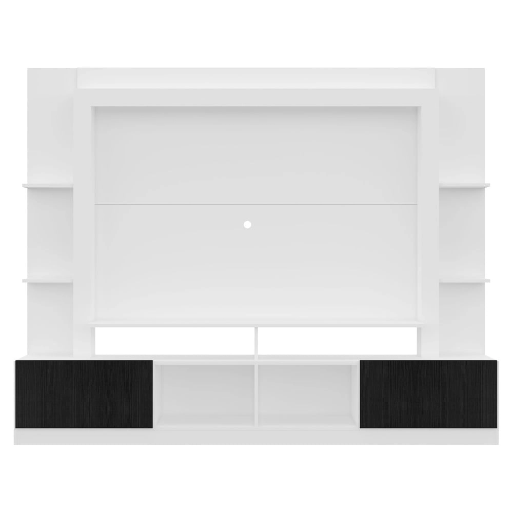 Rack Estante com Painel TV 65" e 2 portas Oslo Multimóveis Branco/Preto