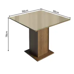 Conjunto Sala de Jantar Mesa Tampo de Vidro 4 Cadeiras Rustic/Crema/Bege Tifani Madesa Cor:Rustic/Crema/Sintético Bege