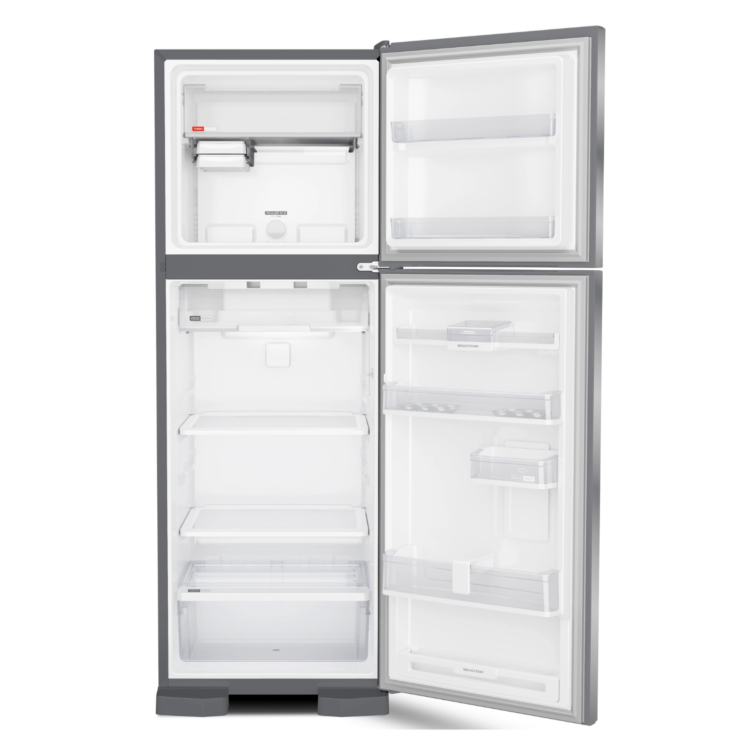 Geladeira Brastemp Frost Free Duplex 375 litros cor Inox com Espaço Adapt - BRM45JK 220V