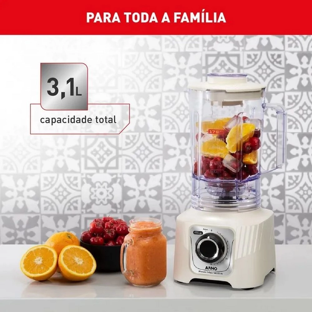 Liquidificador Arno LN64 LN5571B2 PowerMax 15 velocidades 1400W 3,1L Marfim 220V