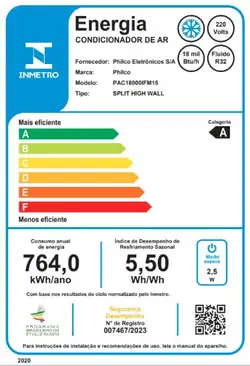 Ar Condicionado Split Hi Wall Philco Eco Inverter 18.000 Btus Frio 220V R-32