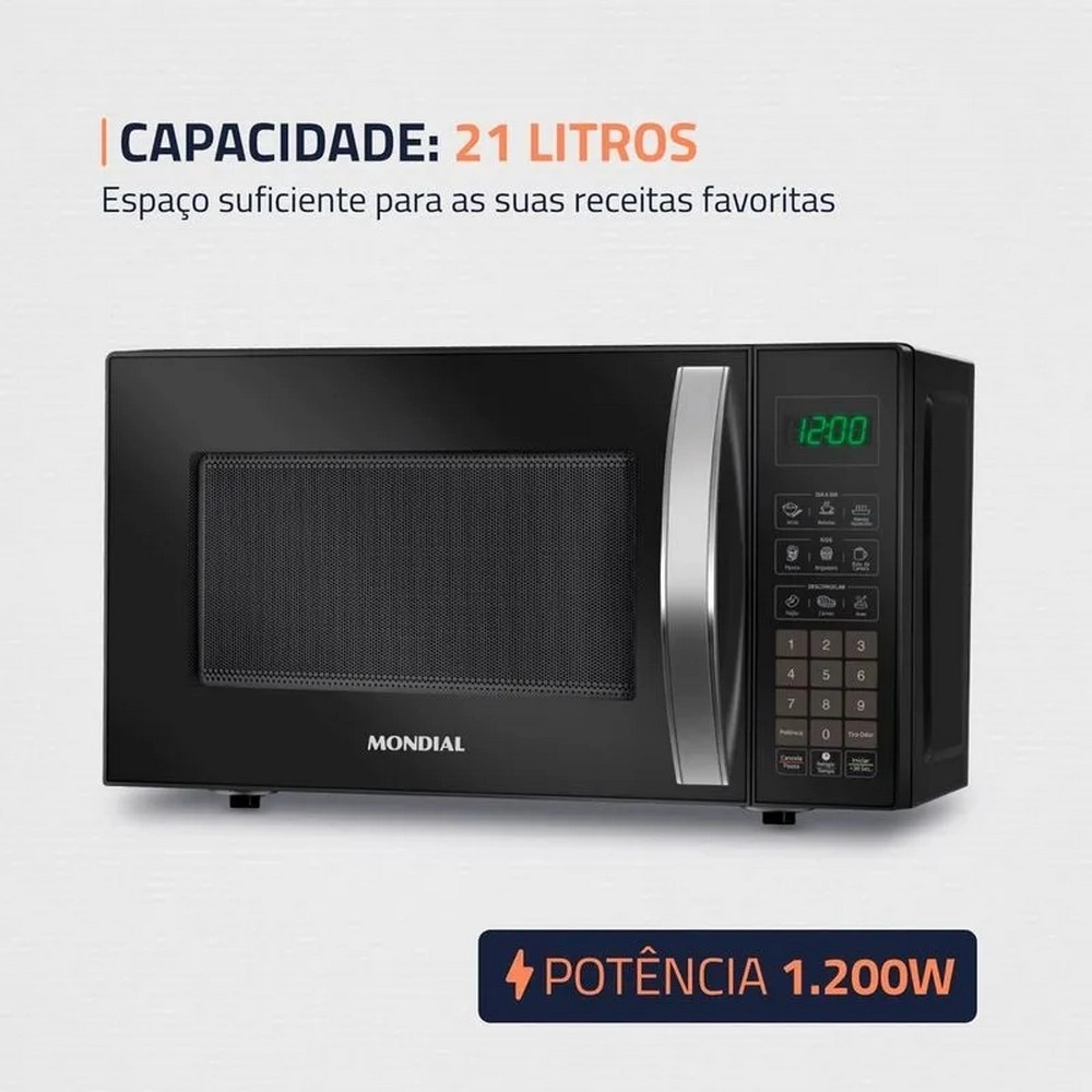 Micro-ondas Mondial MO-01-21-B 21L Preto 220V