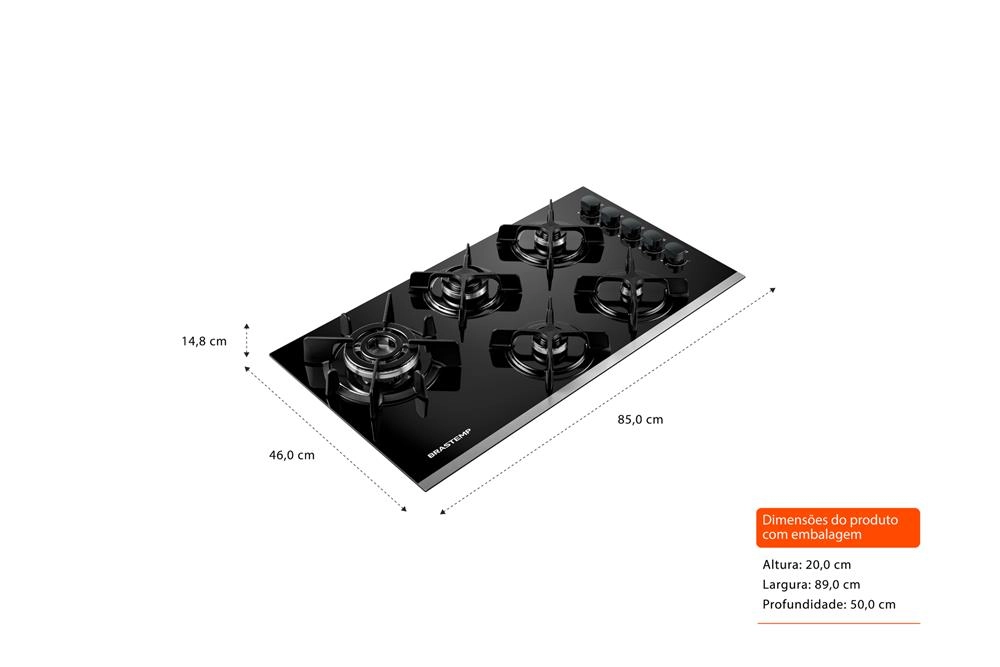 Cooktop 5 Bocas Brastemp Eclipse Collection com Quadrichama - BDD86AP BIVOLT