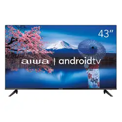 TV LED Smart 43 Aiwa Full HD AWSTV43BL02A Android TV Borda Ultrafina Preto Bivolt