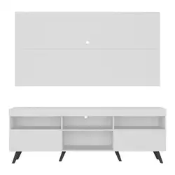 Rack c/ Painel TV 65" Retrô Holanda Multimóveis BR3133 Branco/Preto