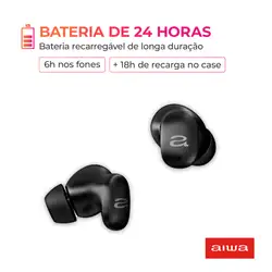 Fone de Ouvido Earbud AIWA AWS-EB-03-B BT IPX5 ANC Modo Ambiente EARBUD AWS-EB-03-B BIVOLT