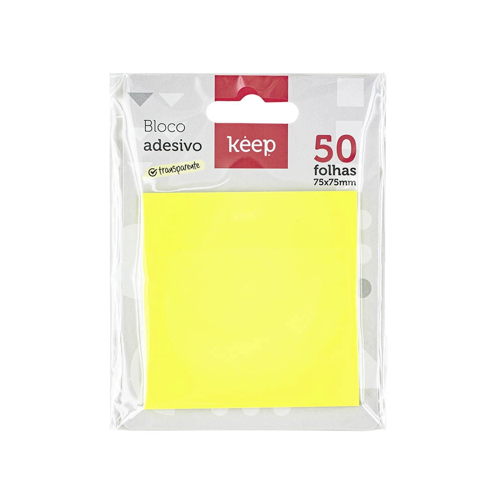 Bloco Adesivo Pet Amarelo 75x75mm 50FL Keep - EI029 EI029