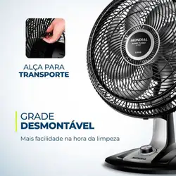 Ventilador de Mesa Mondial 40cm VTX-40-8P Preto/Prata 220v