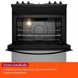 Fogão Brastemp 5 Bocas Cor Inox Com Mesa de Vidro, Turbo Chama e Timer - BFS5XAR BIVOLT