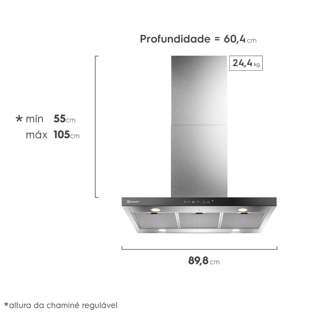 Coifa de Ilha Electrolux 90cm Experience com Hob2Hood (CE9IF) 220V