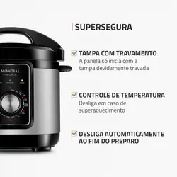 Panela de Pressão Elétrica Mondial Pratic Cook 3L Premium I PE-47-3L-I PANELA ELÉTRICA DE PRESSÃO-220V-PRETO/INOX