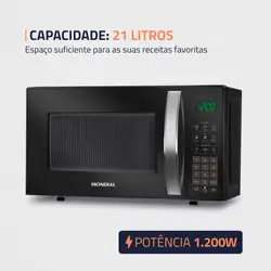 Micro-ondas 21L Mondial MO-01-21-B MICRO-ONDAS MO-01-21-B 220V/60HZ .