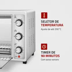 Forno Elétrico 52L Grand Family II Mondial Branco/Inox - FR-52-W FORNO ELETRICO FR-52-W 220V/60Hz