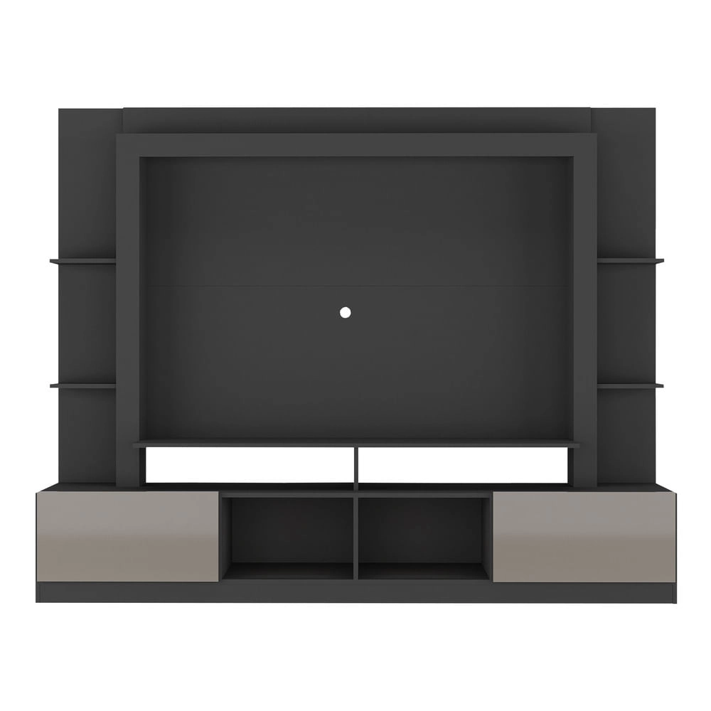 Rack Estante com Painel TV 65" e 2 portas Catar Multimóveis BR3395 Preto/Lacca Fumê